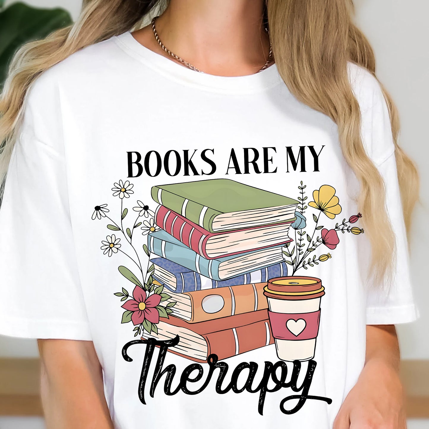 Books Are My Therapy Comfort Colors Graphic Tee