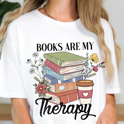 Books Are My Therapy Comfort Colors Graphic Tee