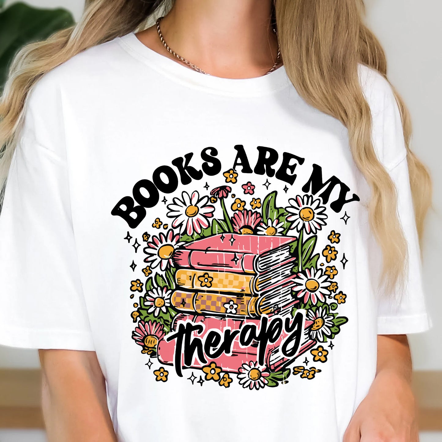 Books Are My Therapy Comfort Colors Graphic Tee