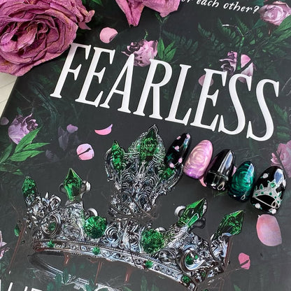 Fearless Emerald Crown Nails | Bookish Press Ons Inspired by L.J. Roberts