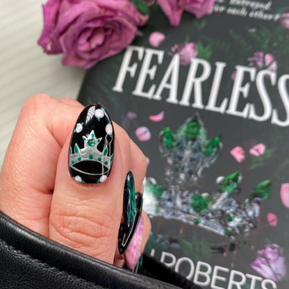 Fearless Emerald Crown Nails | Bookish Press Ons Inspired by L.J. Roberts