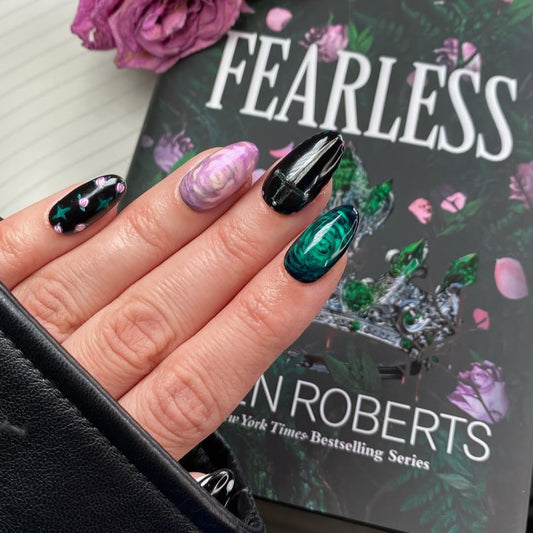 Fearless Emerald Crown Nails | Bookish Press Ons Inspired by L.J. Roberts