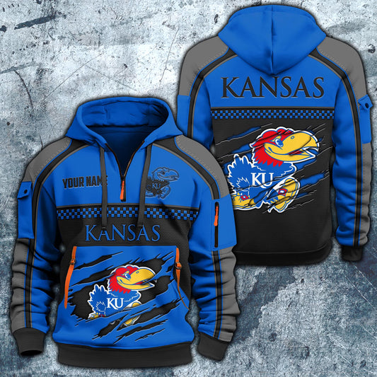 Kansas JayhawksHoodie Half Zipper Custom Your Name EHIVM-07092718