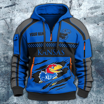 Kansas JayhawksHoodie Half Zipper Custom Your Name EHIVM-07092718