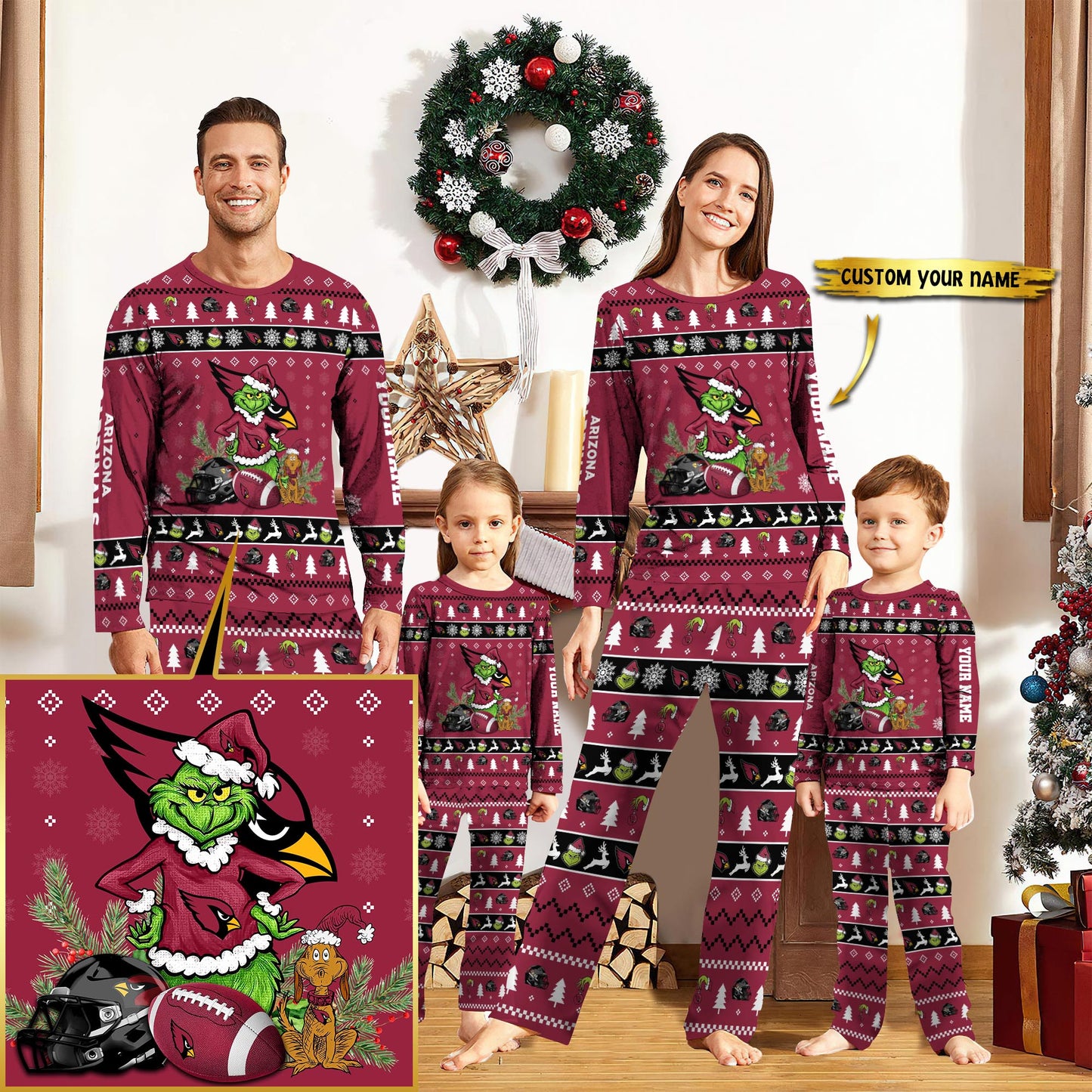 Arizona Cardinals Pajamas Set Custom Your Name 2026 Versions, Christmas Gift EHIVM-53227