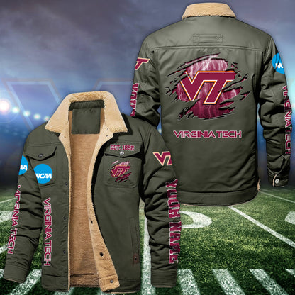 Virginia Tech Hokies Fleece Lined Cargo Jacket Custom Your Name 2026 Version EHIVM-53730
