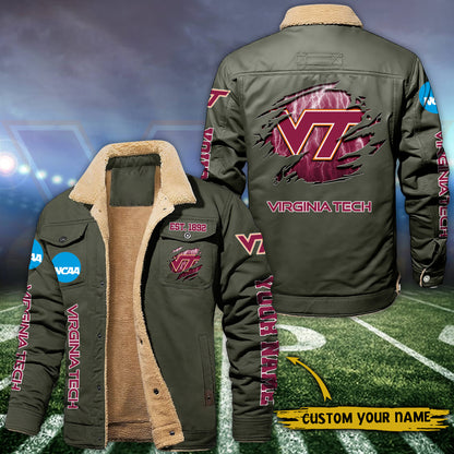 Virginia Tech Hokies Fleece Lined Cargo Jacket Custom Your Name 2026 Version EHIVM-53730