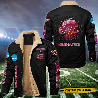 Virginia Tech Hokies Fleece Lined Cargo Jacket Custom Your Name 2026 Version EHIVM-53730