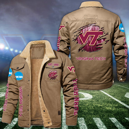 Virginia Tech Hokies Fleece Lined Cargo Jacket Custom Your Name 2026 Version EHIVM-53730