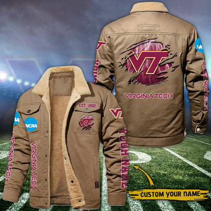 Virginia Tech Hokies Fleece Lined Cargo Jacket Custom Your Name 2026 Version EHIVM-53730