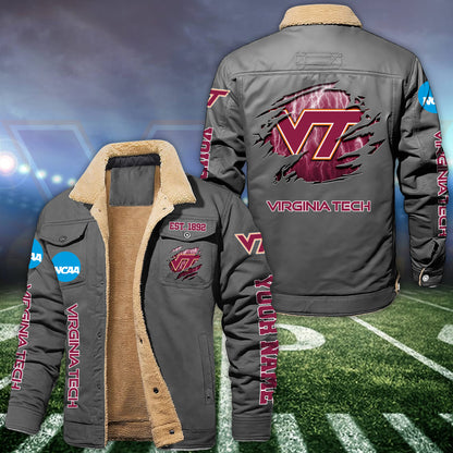 Virginia Tech Hokies Fleece Lined Cargo Jacket Custom Your Name 2026 Version EHIVM-53730