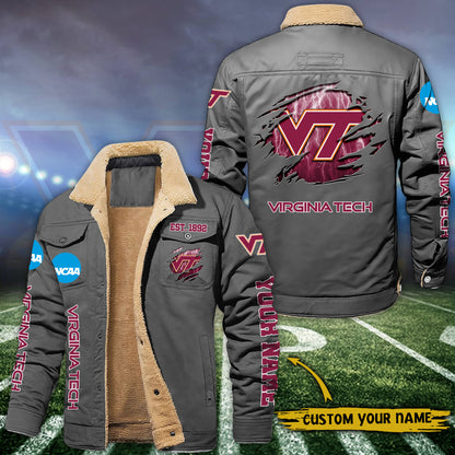 Virginia Tech Hokies Fleece Lined Cargo Jacket Custom Your Name 2026 Version EHIVM-53730