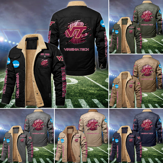 Virginia Tech Hokies Fleece Lined Cargo Jacket Custom Your Name 2026 Version EHIVM-53730
