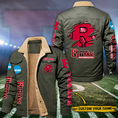 Rutgers Scarlet Knights Fleece Lined Cargo Jacket Custom Your Name 2026 Version EHIVM-53730