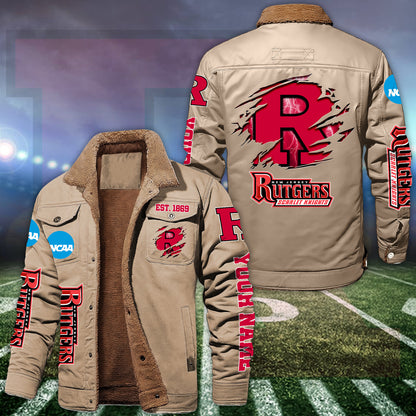 Rutgers Scarlet Knights Fleece Lined Cargo Jacket Custom Your Name 2026 Version EHIVM-53730