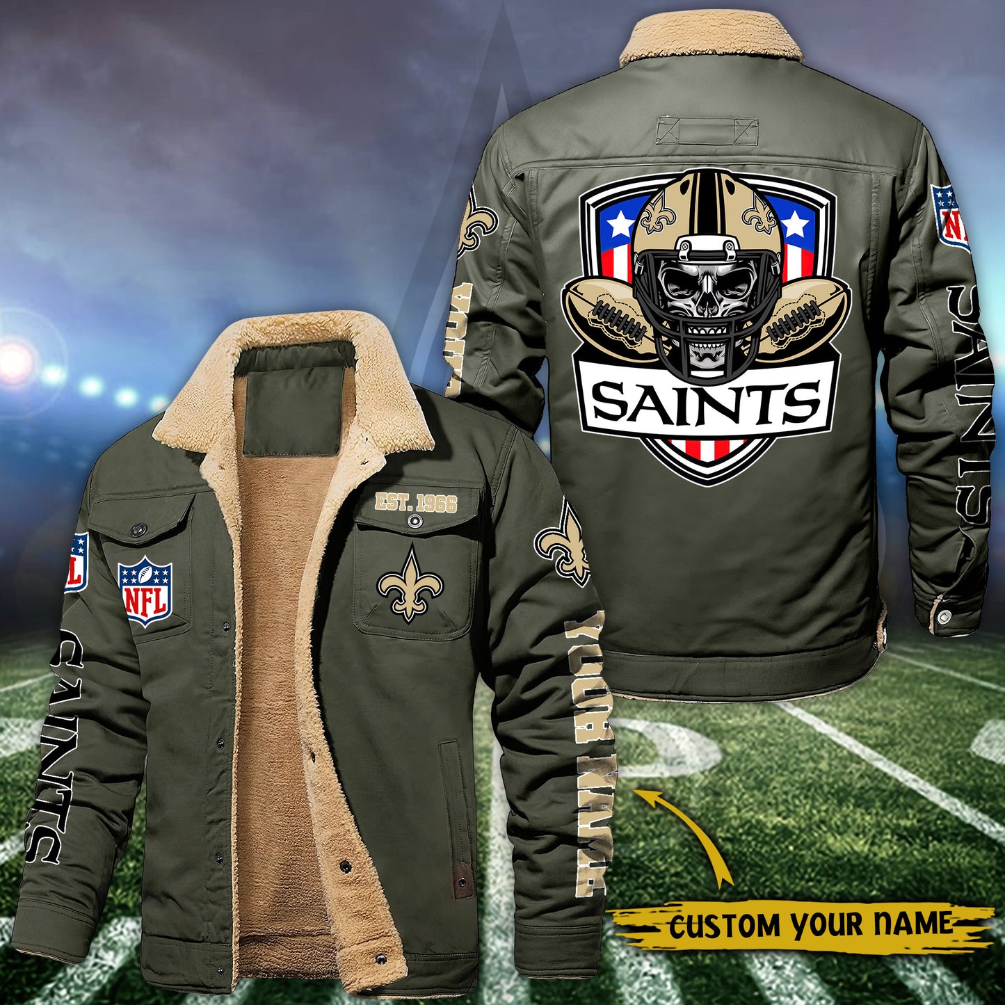 New Orleans Saints Fleece Lined Cargo Jacket Custom Your Name 2026 Version EHIVM-54163