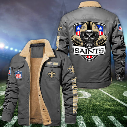 New Orleans Saints Fleece Lined Cargo Jacket Custom Your Name 2026 Version EHIVM-54163