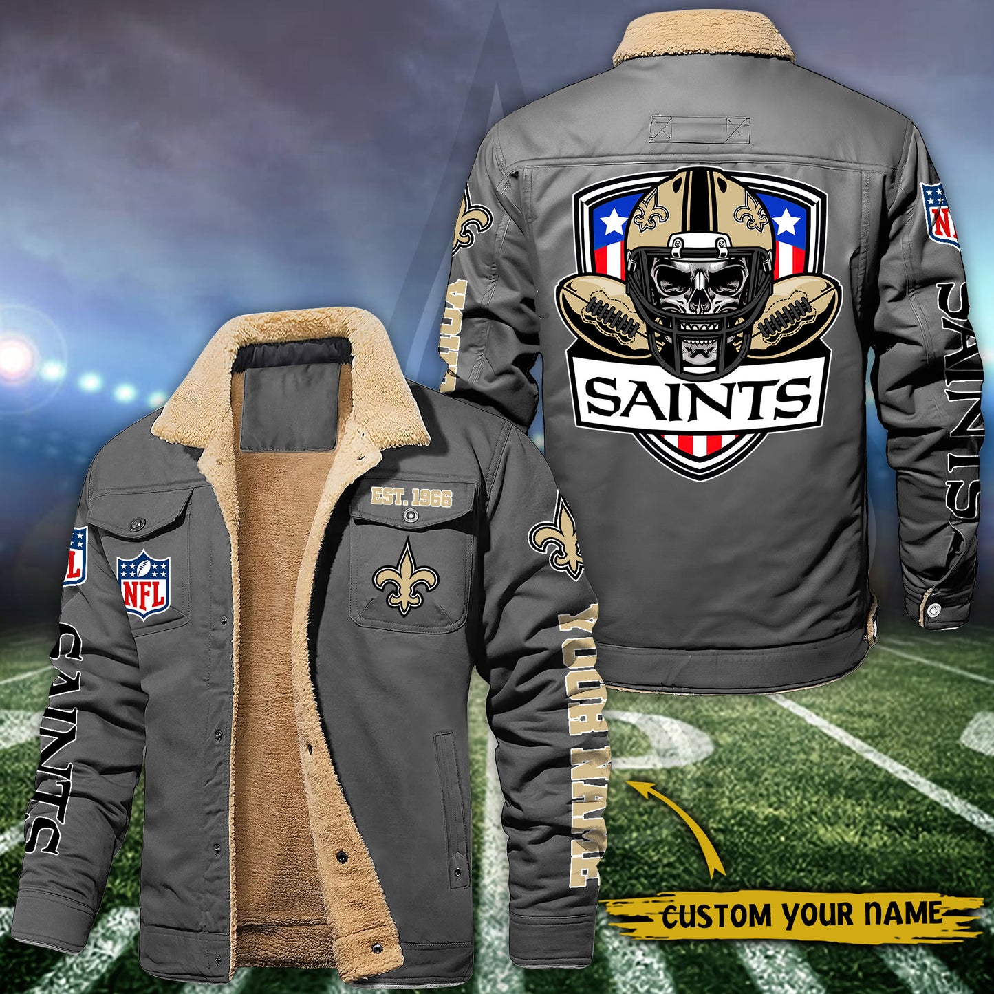 New Orleans Saints Fleece Lined Cargo Jacket Custom Your Name 2026 Version EHIVM-54163