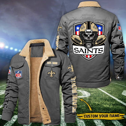 New Orleans Saints Fleece Lined Cargo Jacket Custom Your Name 2026 Version EHIVM-54163