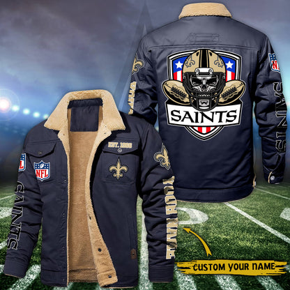 New Orleans Saints Fleece Lined Cargo Jacket Custom Your Name 2026 Version EHIVM-54163