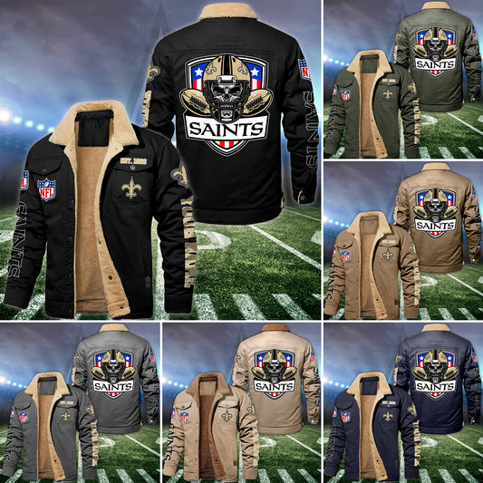 New Orleans Saints Fleece Lined Cargo Jacket Custom Your Name 2026 Version EHIVM-54163