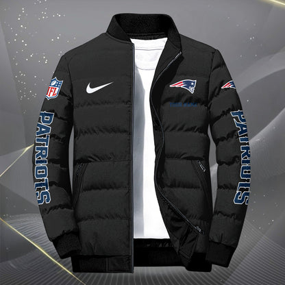 New England Patriots Puffer Jacket Custom Your Name, Sport Jacket, FootBall Fan Gifts EHIVM-62479