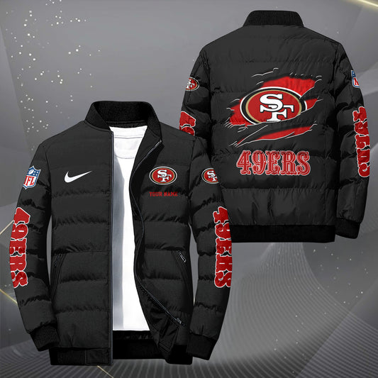 San Francisco 49ers Puffer Jacket Custom Your Name, Sport Jacket, FootBall Fan Gifts EHIVM-62479