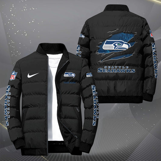 Seattle Seahawks Puffer Jacket Custom Your Name, Sport Jacket, FootBall Fan Gifts EHIVM-62479