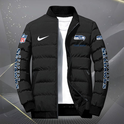 Seattle Seahawks Puffer Jacket Custom Your Name, Sport Jacket, FootBall Fan Gifts EHIVM-62479