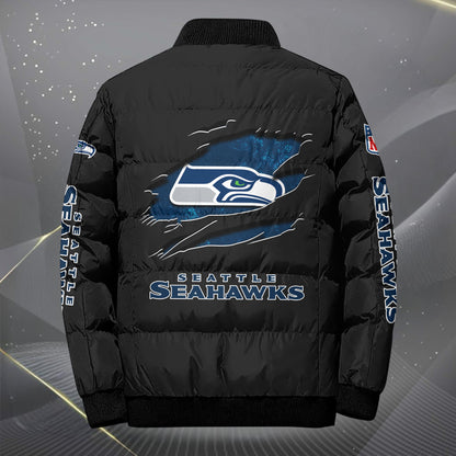 Seattle Seahawks Puffer Jacket Custom Your Name, Sport Jacket, FootBall Fan Gifts EHIVM-62479
