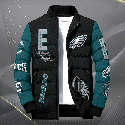 Philadelphia Eagles Puffer Jacket Custom Your Name, Sport Jacket, FootBall Fan Gifts EHIVM-62495