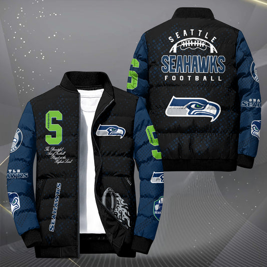 Seattle Seahawks Puffer Jacket Custom Your Name, Sport Jacket, FootBall Fan Gifts EHIVM-62495