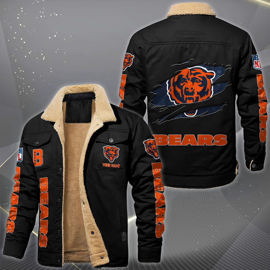 Chicago Bears Fleece Lined Cargo Jacket Custom Your Name 2026 Version, Sport Fleece Jacket EHIVM-62643