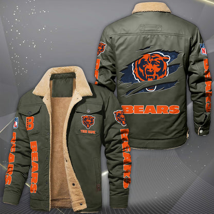 Chicago Bears Fleece Lined Cargo Jacket Custom Your Name 2026 Version, Sport Fleece Jacket EHIVM-62643