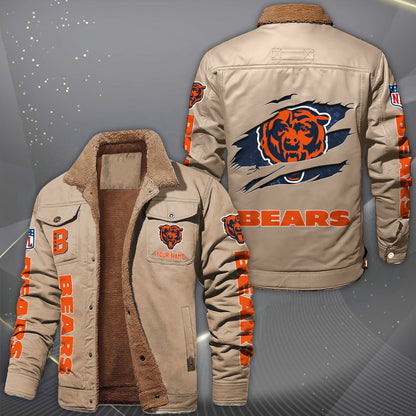 Chicago Bears Fleece Lined Cargo Jacket Custom Your Name 2026 Version, Sport Fleece Jacket EHIVM-62643