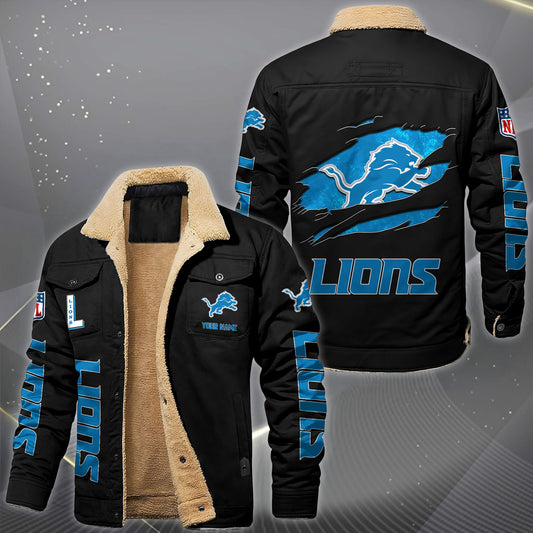 Detroit Lions Fleece Lined Cargo Jacket Custom Your Name 2026 Version, Sport Fleece Jacket EHIVM-62643