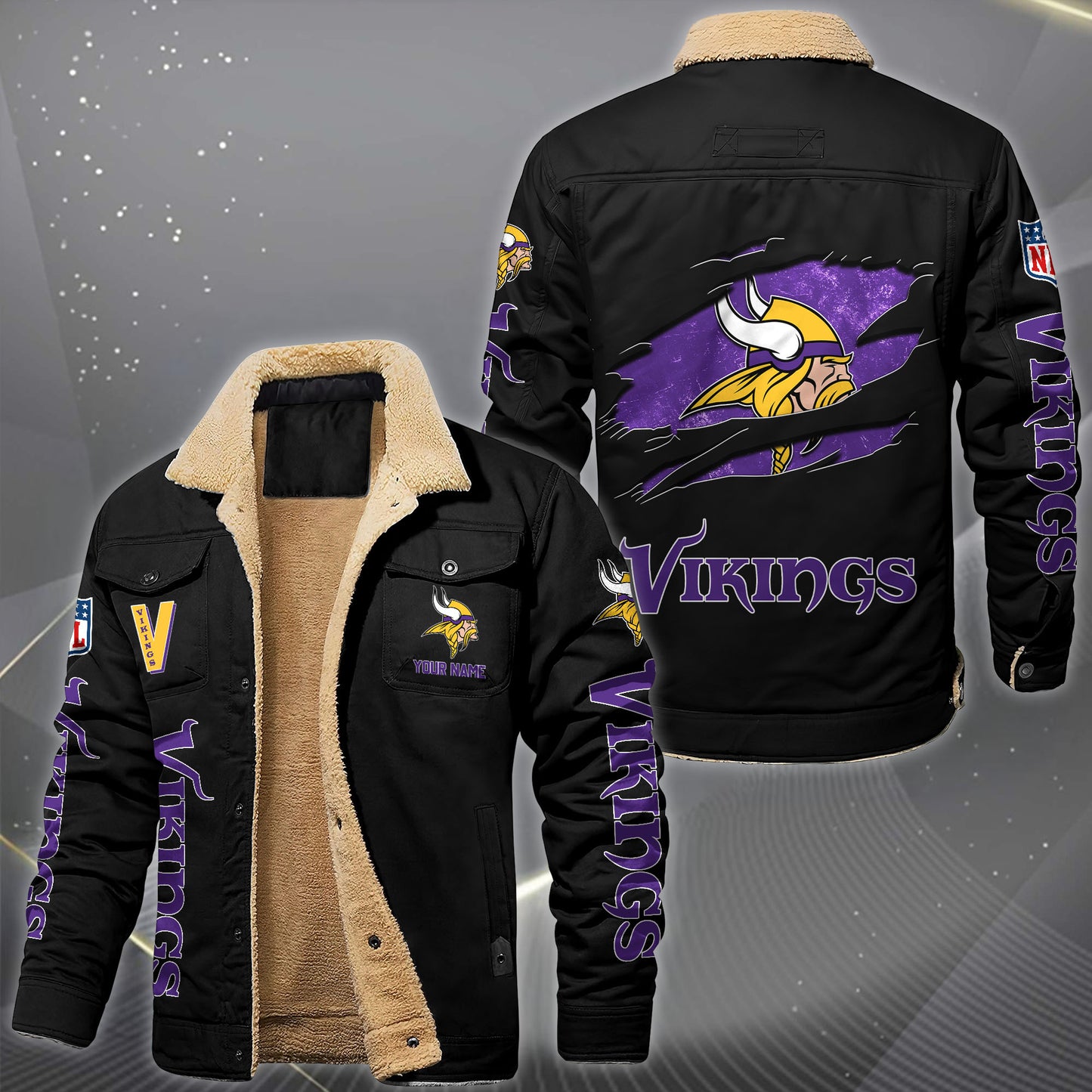 Minnesota Vikings Fleece Lined Cargo Jacket Custom Your Name 2026 Version, Sport Fleece Jacket EHIVM-62643