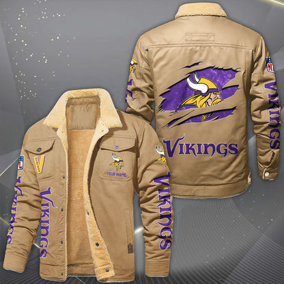 Minnesota Vikings Fleece Lined Cargo Jacket Custom Your Name 2026 Version, Sport Fleece Jacket EHIVM-62643
