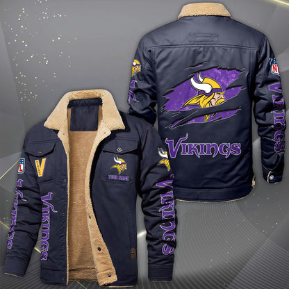 Minnesota Vikings Fleece Lined Cargo Jacket Custom Your Name 2026 Version, Sport Fleece Jacket EHIVM-62643