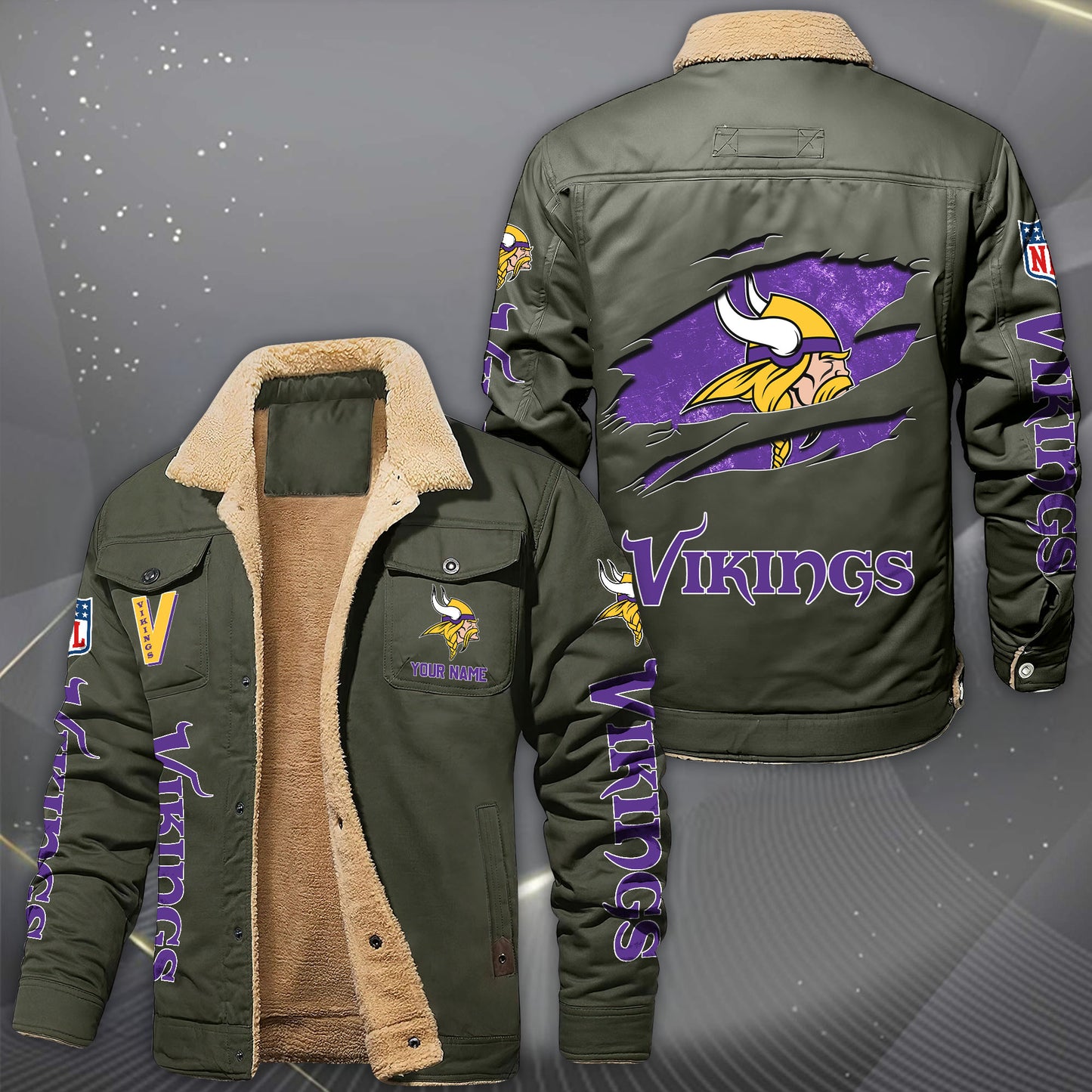 Minnesota Vikings Fleece Lined Cargo Jacket Custom Your Name 2026 Version, Sport Fleece Jacket EHIVM-62643