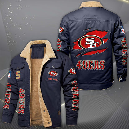 San Francisco 49ers Fleece Lined Cargo Jacket Custom Your Name 2026 Version, Sport Fleece Jacket EHIVM-62643