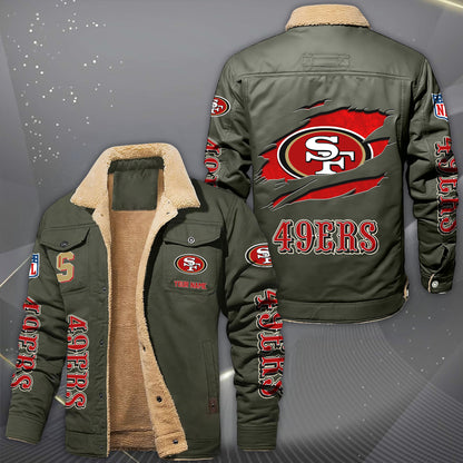 San Francisco 49ers Fleece Lined Cargo Jacket Custom Your Name 2026 Version, Sport Fleece Jacket EHIVM-62643