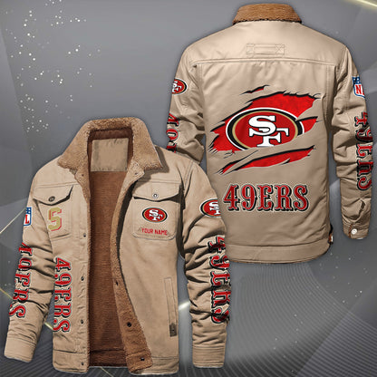 San Francisco 49ers Fleece Lined Cargo Jacket Custom Your Name 2026 Version, Sport Fleece Jacket EHIVM-62643