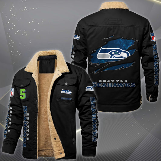 Seattle Seahawks Fleece Lined Cargo Jacket Custom Your Name 2026 Version, Sport Fleece Jacket EHIVM-62643