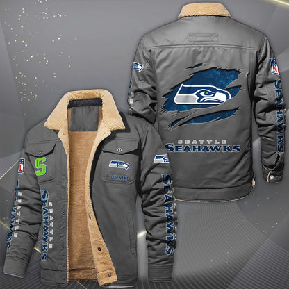 Seattle Seahawks Fleece Lined Cargo Jacket Custom Your Name 2026 Version, Sport Fleece Jacket EHIVM-62643