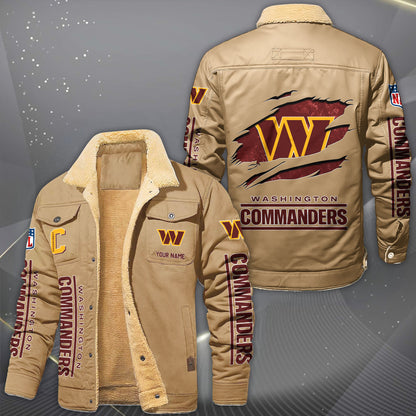 Washington Commanders Fleece Lined Cargo Jacket Custom Your Name 2026 Version, Sport Fleece Jacket EHIVM-62643