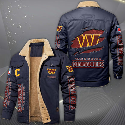 Washington Commanders Fleece Lined Cargo Jacket Custom Your Name 2026 Version, Sport Fleece Jacket EHIVM-62643