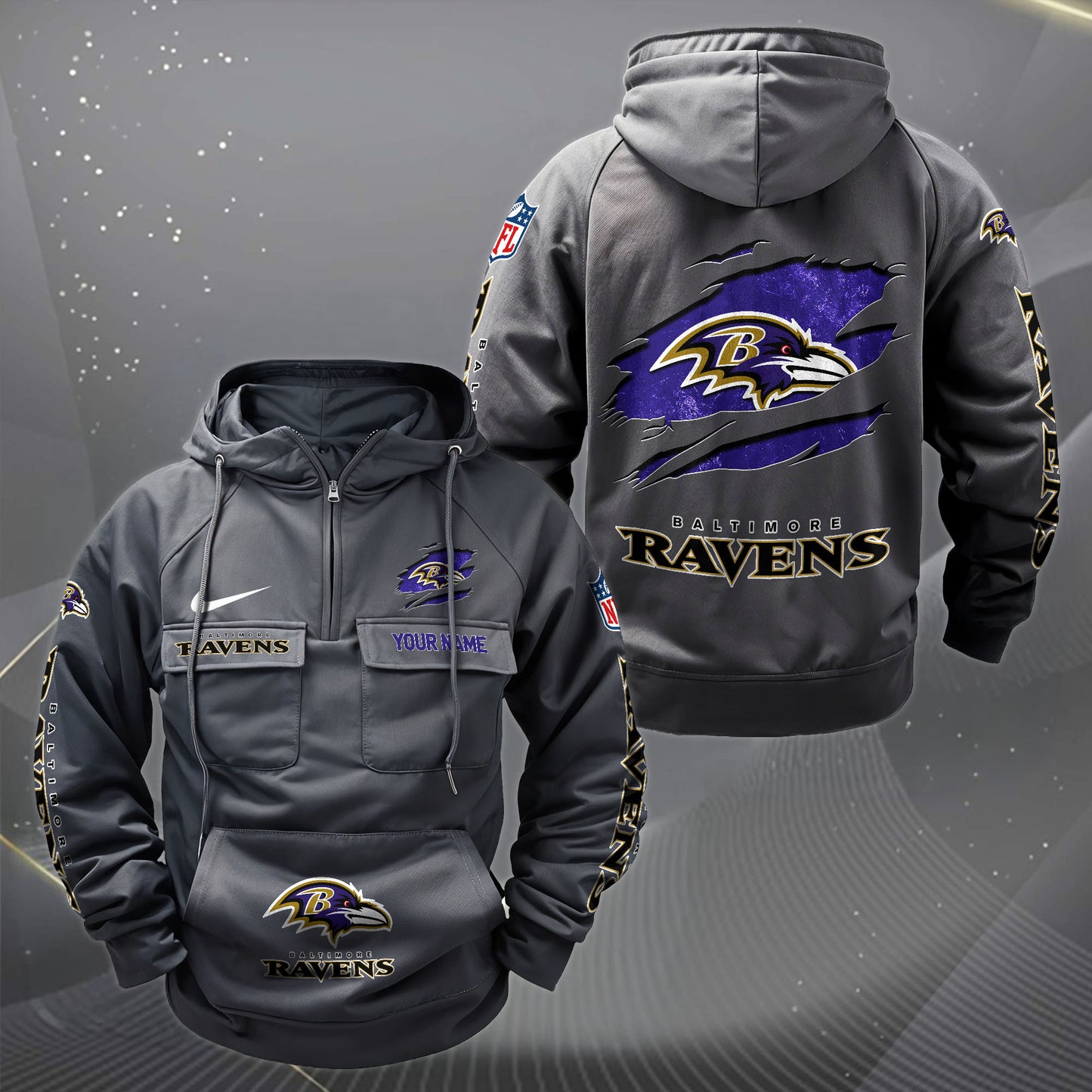 Baltimore Ravens Vintage Men Hoodie Custom Your Name,  Sport Hoodie EHIVM-62731