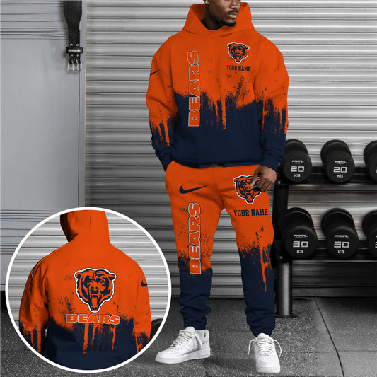 Chicago Bears Combo Hoodie And Sweatpants Custom Name, Gift For Sport EHIVM-62881