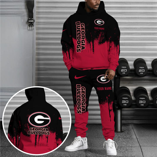 Georgia Bulldogs Combo Hoodie And Sweatpants Custom Name, Gift For Sport EHIVM-62882
